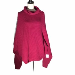 Free People rose pink large sweater cowl neck